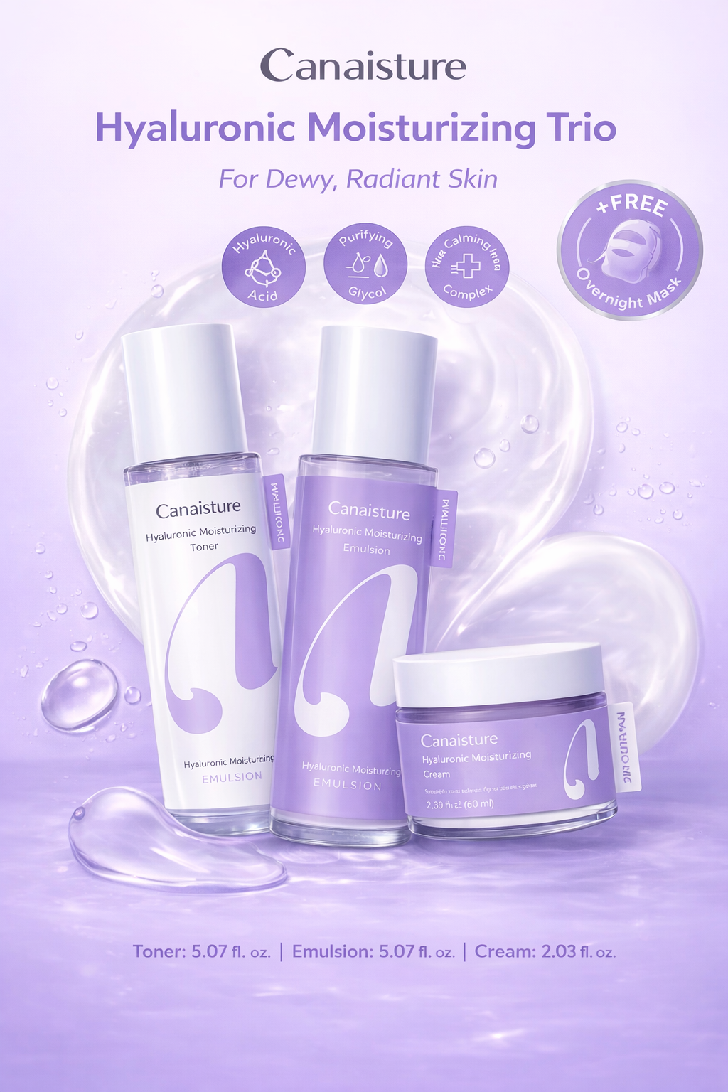 Hyaluronic Moisturizing Skincare Trio (3pc Gift Set)